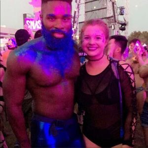 Iheartraves black mesh lace up arms bodysuit